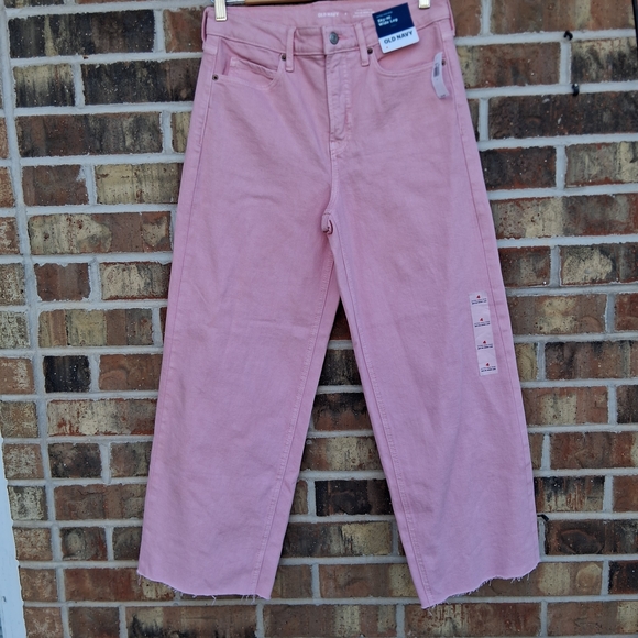Old Navy Dad Jeans Extra High Rise Wide Leg Pink Sz. 4 Boho Denim Barbie NWT - Picture 2 of 12